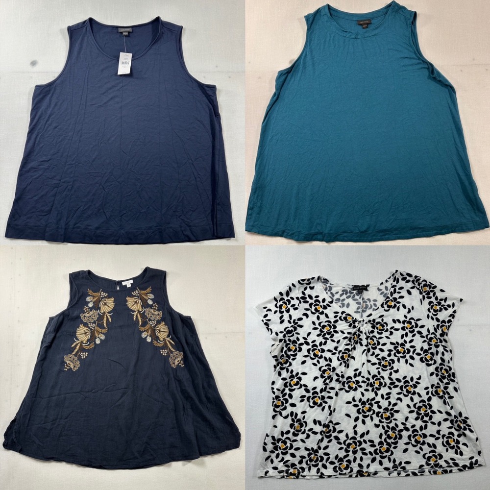 Lot of 4 Womens Plus Size Tops J Jill Lane Bryant Floral Embroidered XL 14/16
